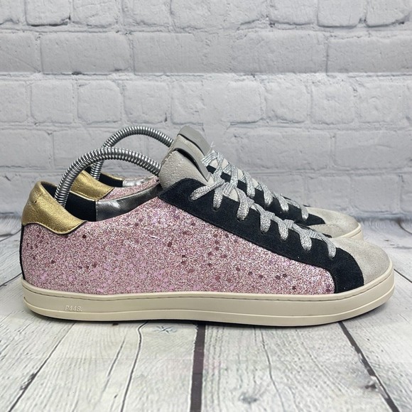 P448 Shoes - P448 John Women’s Sneaker Glitter Pink Silver ITALY Size 40/ US 10 Suede